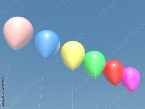 Collection of colorful balloons on clean sky