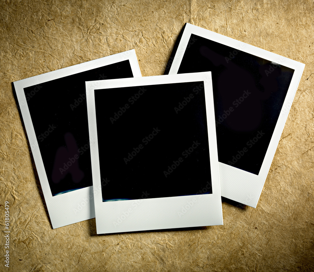 Old Polaroid Film Vintage empty photo cards on paper background Stock Photo  | Adobe Stock