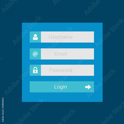 Login interface - username and password, flat design