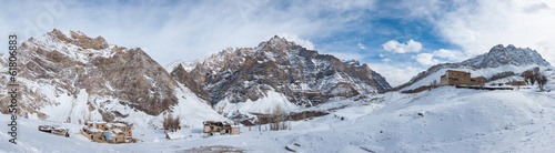 Panoramic view of Nerak Pulu village  Zanskar Valley  Ladakh.