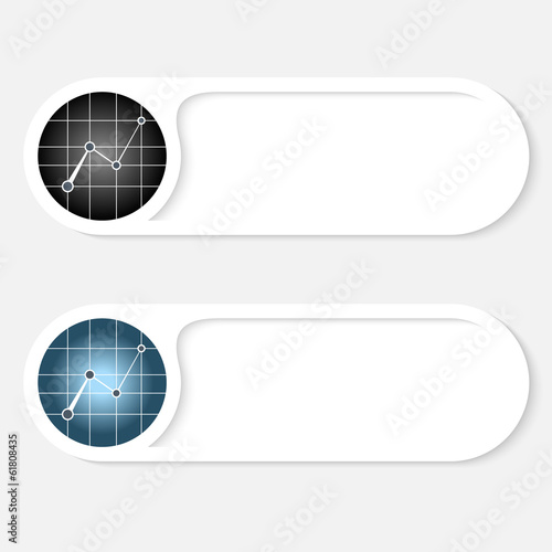 set of two white abstract buttons with graph