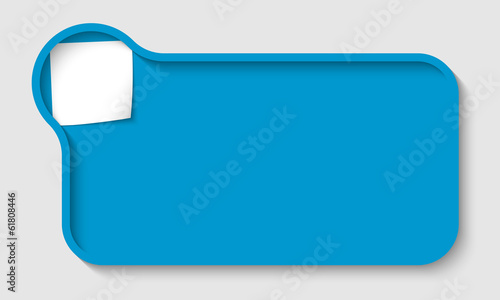 blue text box for white text with paper for note