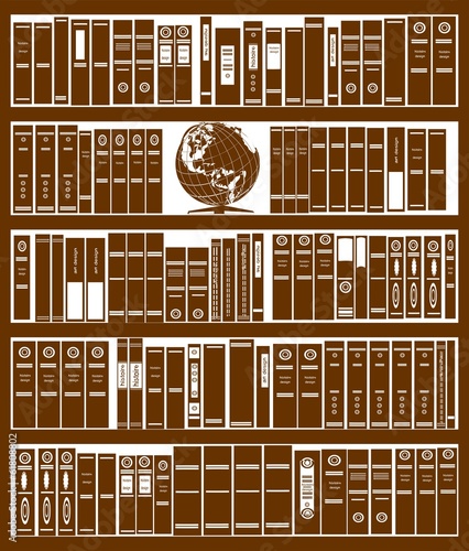 Bookcase with a globe and books