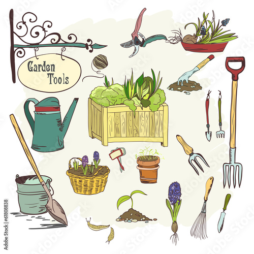 Sef of gardening tools