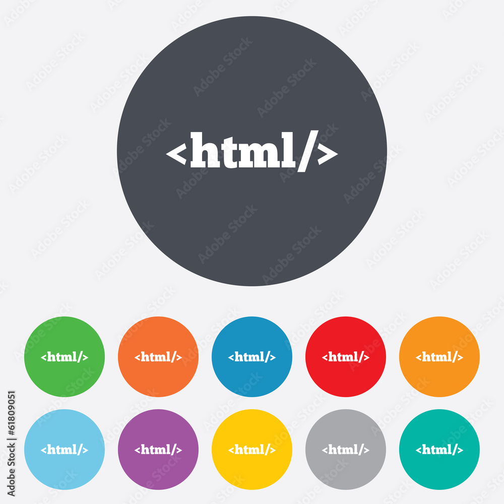 HTML sign icon. Markup language symbol.