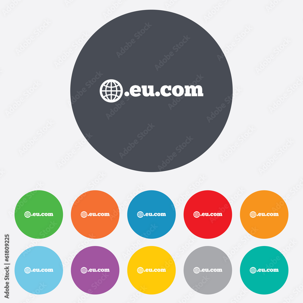 Domain EU.COM sign icon. Internet subdomain Domain EU.COM sign icon. Internet subdomain