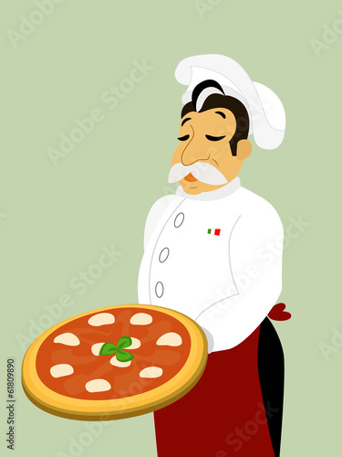 Chef with mocarella pizza