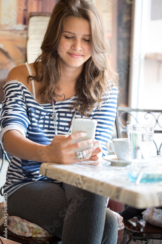 teen girl in cafe