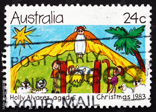 Postage stamp Australia 1983 Nativity Scene, Christmas photo