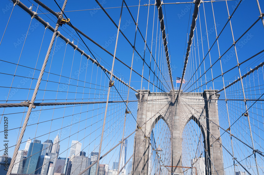 Obraz premium Brooklyn Bridge detail New York City