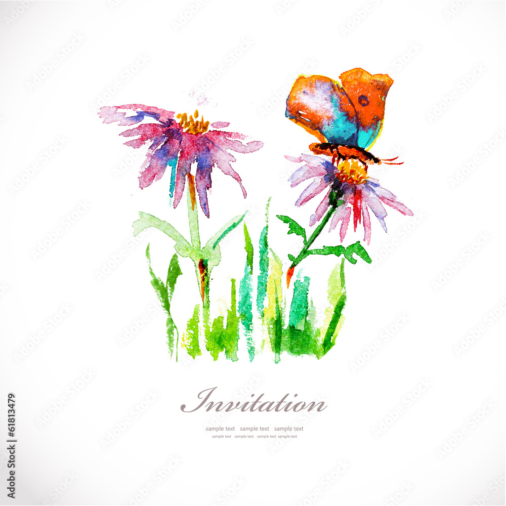 Watercolor flowers for your design.