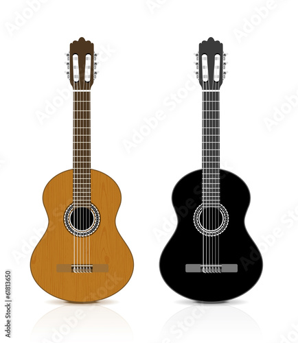 Classical guitar on white background.