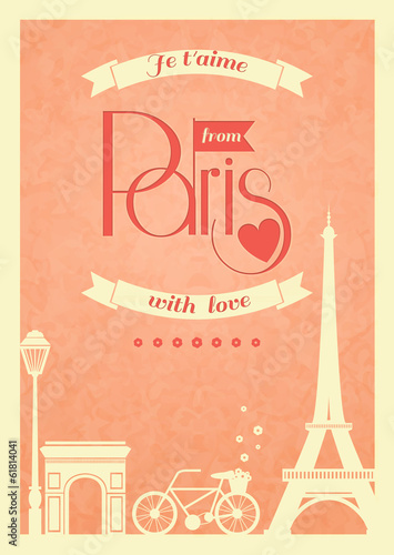 Love Paris vintage retro poster