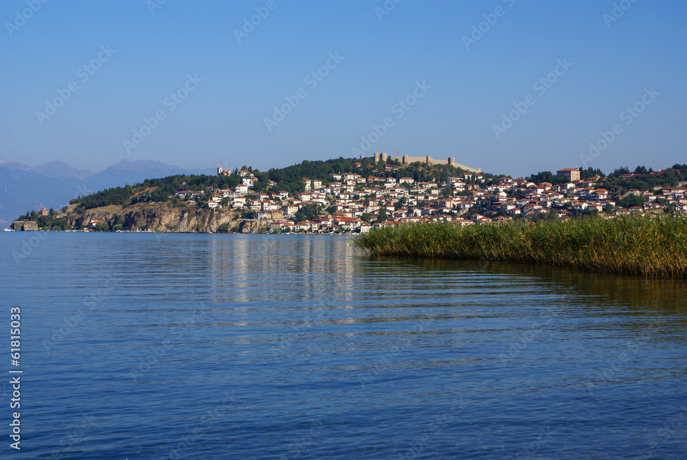 The fortress of Tsar Samuil photographed from distance, in Ohrid
