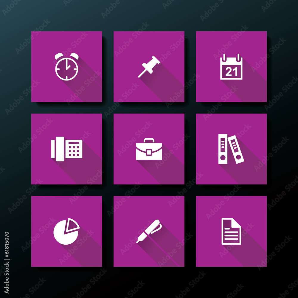 Vector flat office icon set Vector flat office icon set