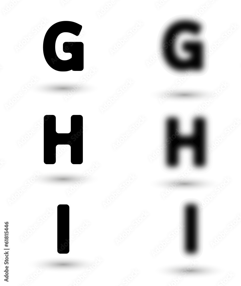 sharp and unsharp alphabet letters / font sharp and unsharp alphabet letters / font