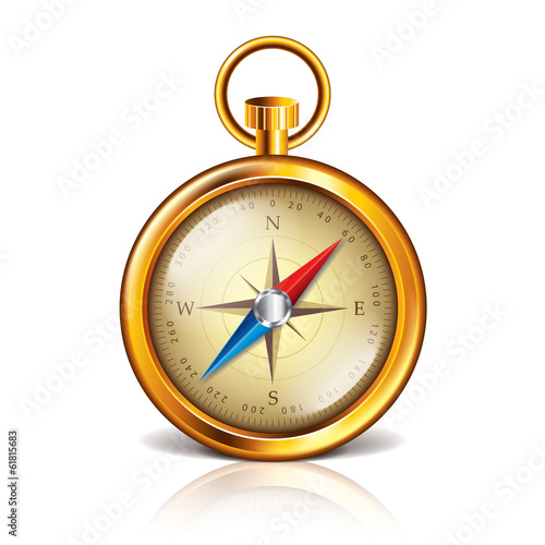 Golden compass vector illustration