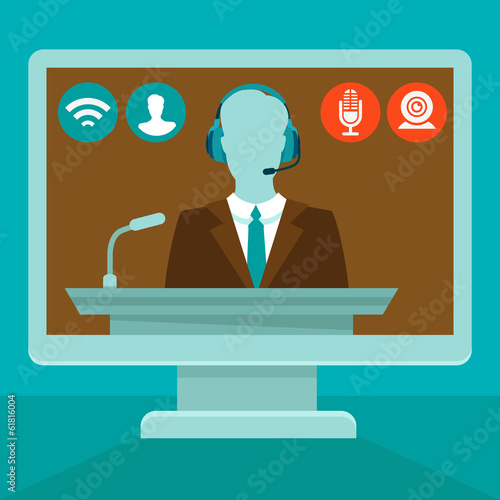 Vector online conference concept in flat style