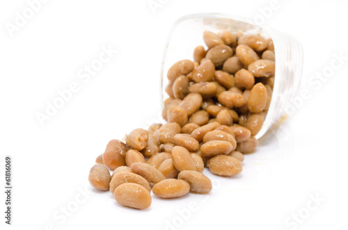 salted soybeans isolate on white background