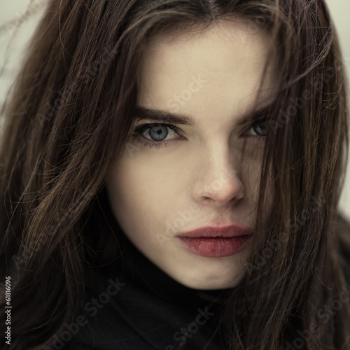 Gothic portrait of a beautiful girl closeup