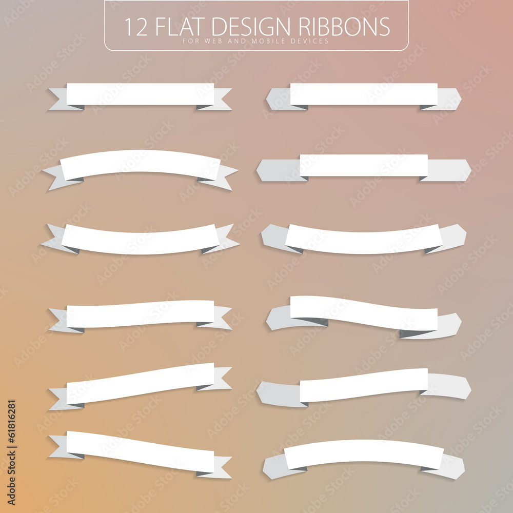 Collection of Flat Ribbons, vector eps10, design items Collection of Flat Ribbons, vector eps10, design items