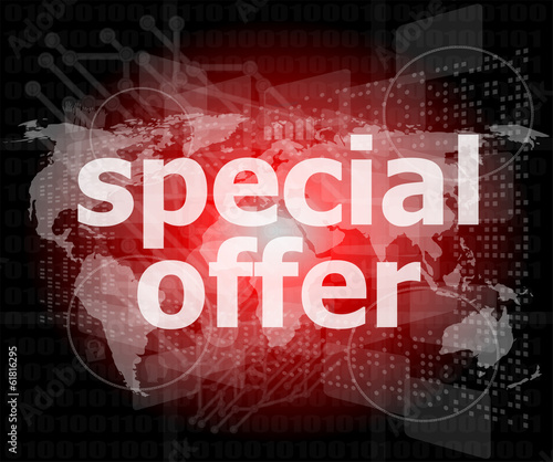 special offer text on digital screen