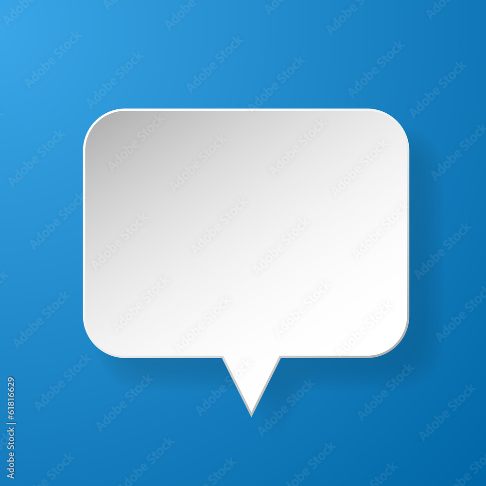 Abstract paper speech bubble on blue background Abstract paper speech bubble on blue background