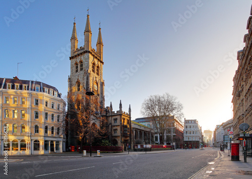 Street Holborn in London with church