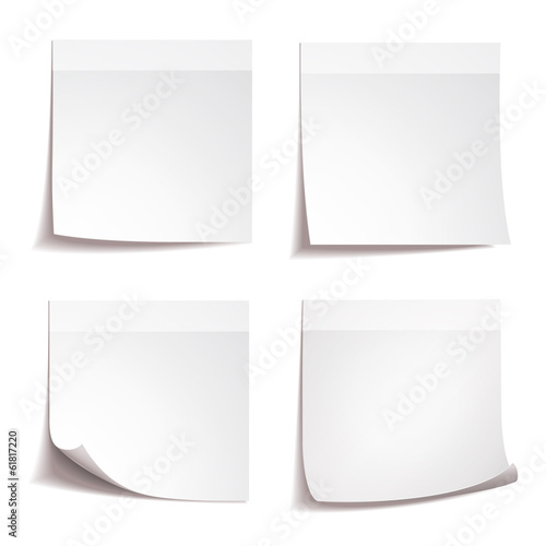 White stick note paper on white background