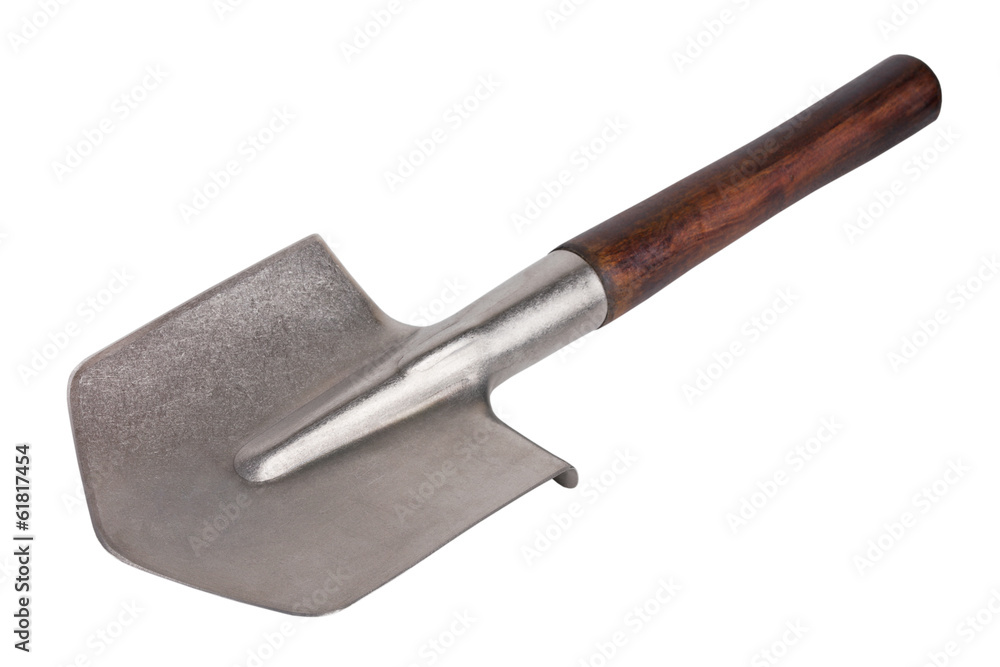 Steel bayonet shovel with wooden handle