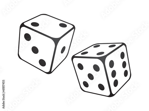 Vector illustration of  dice on the white background photo