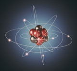 Atom. Elementary particle. 3D Background of nuclear physics