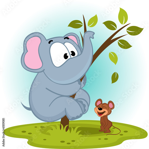 elephant and mouse - vector illustration
