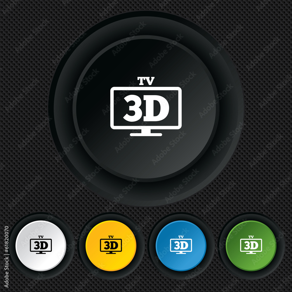 3D TV sign icon. 3D Television set symbol. 3D TV sign icon. 3D Television set symbol.