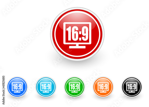 16 9 display icon vector set