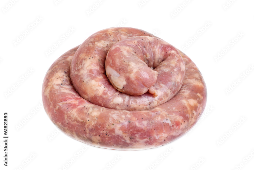 raw sausage isolated on white background raw sausage isolated on white background