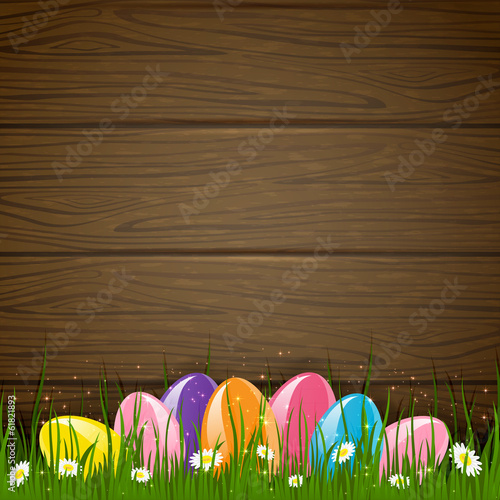 Easter wooden background