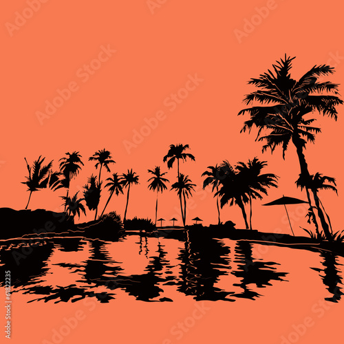 Beach resort in the tropics  vektor illustration