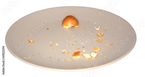 brown plate and crumbs photo