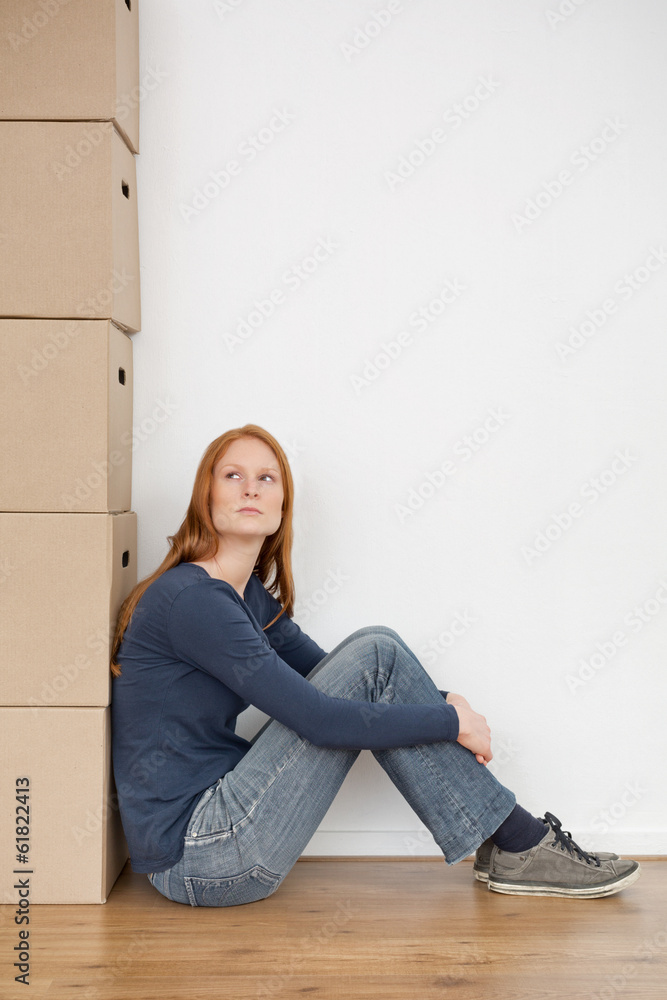 Carton Storage Boxes and a Woman Carton Storage Boxes and a Woman