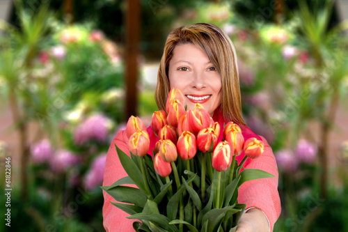 Woman With Tulips