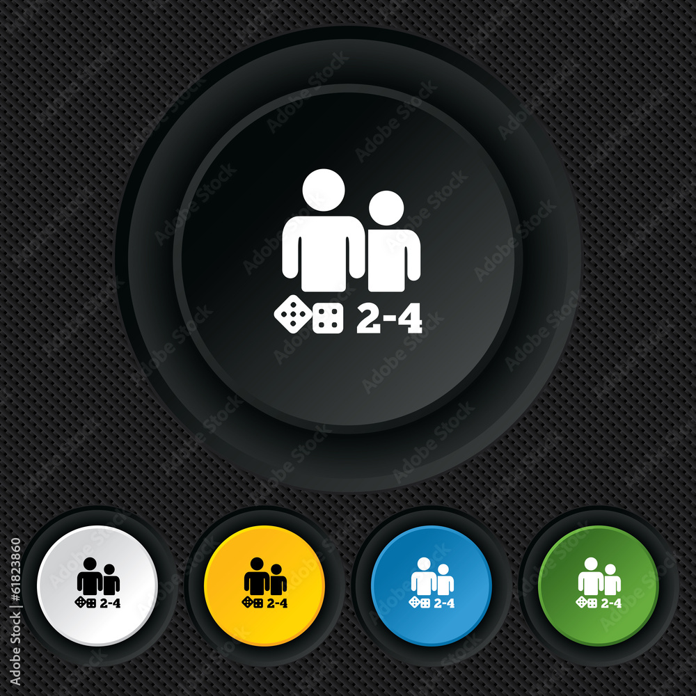 Board games sign icon. 2-4 players symbol. Board games sign icon. 2-4 players symbol.