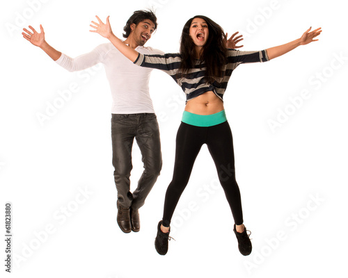 Happy Couple Jumping