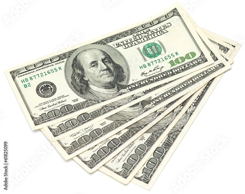 cash american dollars on white background