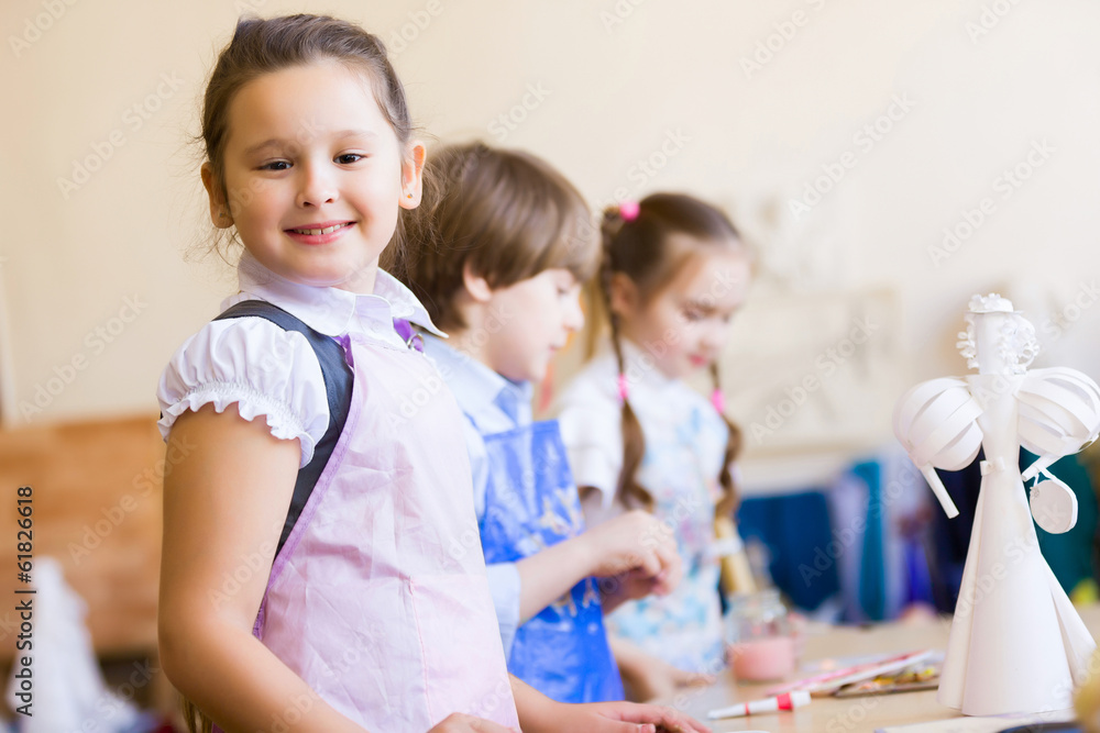 Children drawing and painting