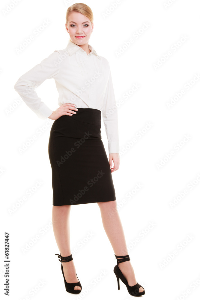 Full length of young blond businesswoman isolated on white Full length of young blond businesswoman isolated on white