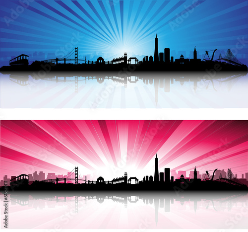 San Francisco Skyline with colorful Sky