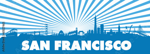 San Francisco Blue sun rays silhouette