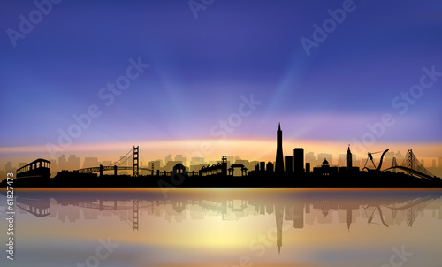 San Francisco colorful skyline sunset