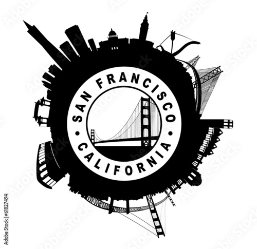 The San Francisco Skyline circular Seal symbol silhouette